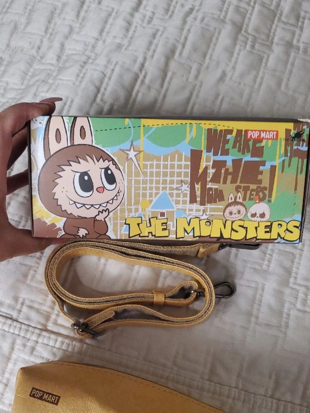 POP MART Yellow Kids Crossbody Bag with The Monsters Print